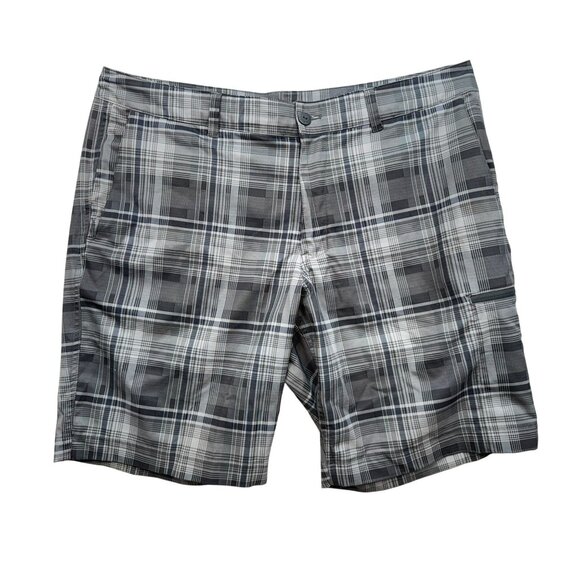 The North Face Mens Plaid Casual Shorts Size 38 Gray/Black Pockets Drawstring - Picture 1 of 12